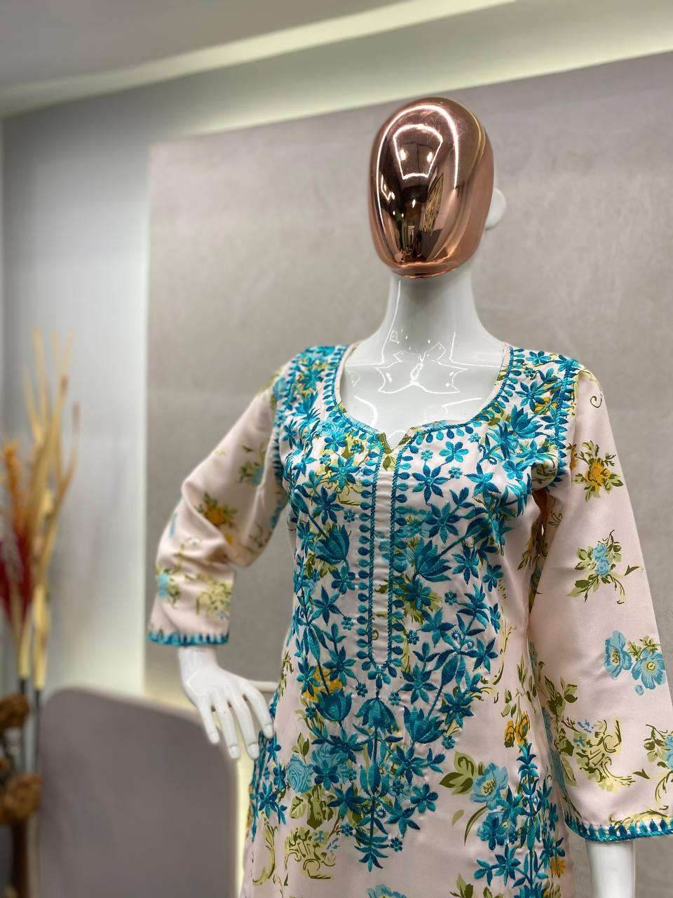 RAYON EMBROIDERED KURTIS WITH BOTTOM - MYLUXURY LANE ENTERPRISE